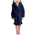 thumbnail image 3 of Splozh Newborn Cute Flannel Hooded Robe Boys Girls Fashion Bathrobe Soft Robe Hooded Robe Cloth Cotton Bathrobe Navy,3-4 Years, 3 of 5