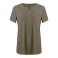 thumbnail image 4 of AherBiu T-Shirts Grande Taille pour Femmes Manches Courtes T-Shirt Col en V Fendu Été Décontracté Tunique Ample Blouse, 4 of 4