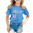 thumbnail image 4 of PMVFHDE Hauts de Bain pour Fille T-Shirt Fille d'Anniversaire à Manches Courtes T-Shirt d'Été à Col Rond Coupe Décontractée Chandails de Base Bleu Pâle, 6-7 Ans, 4 of 4