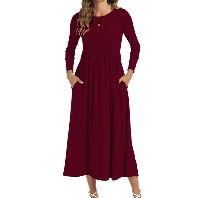Gspmoly Robe d'Été, Robe à Manches Courtes pour Femme à Col Rond, Mode, Couleur Unie, Taille Haute et Fente à la Cheville, Robe à Col en V, Robe de Cocktail, Offres Prime