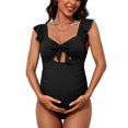 thumbnail image 1 of Retro One Piece Swimsuit for Maternity Cut Out Pregnancy Swimwear Modest Bath Suit, 1 of 7