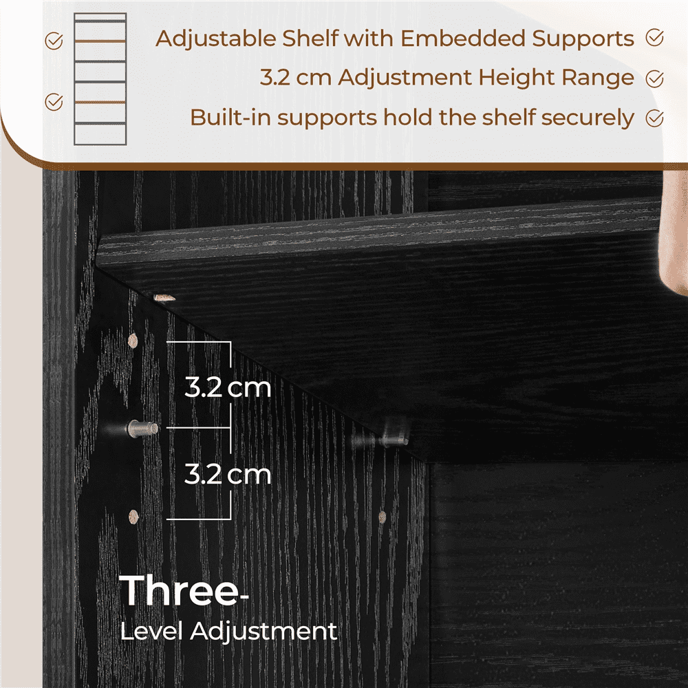 FullFurnique 7-layer Simple Tall Bookshelf with Top Open Compartment, Black