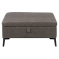 thumbnail image 1 of CorLiving Linden Soft Fabric Upholstered Square Storage Ottoman with Metal Legs, 1 of 9