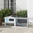 thumbnail image 2 of PawHut Wooden Rabbit Hutch Bunny Hutch Outdoor Guinea Pig House, Blue, 2 of 10