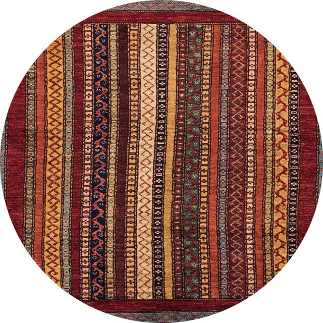 Ahgly Company Tapis Rond Abstrait Rouge Foncé pour Intérieur, 4 Pieds Rond