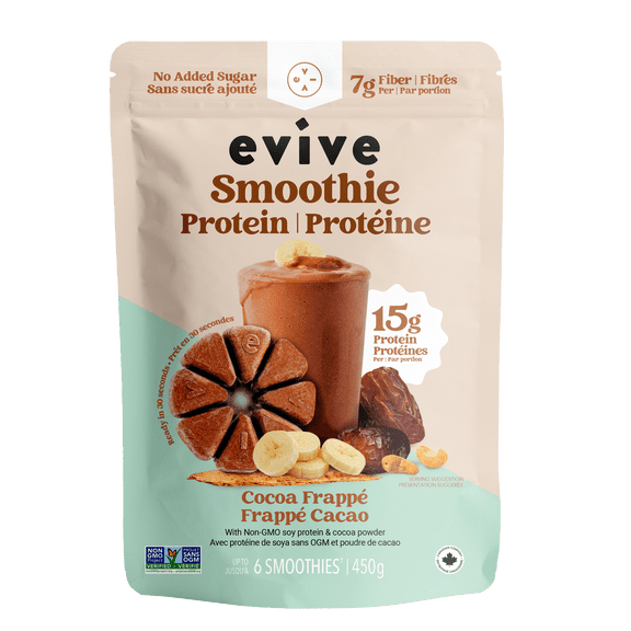 Evive Protein Smoothie Cubes - Cocoa Frappé, 450g, Vegan, Non-GMO, Frozen Cubes, Blend (banana, mixed fruits, cashews etc.), Evive Protein Smoothie Cubes - Cocoa Frappé 450g