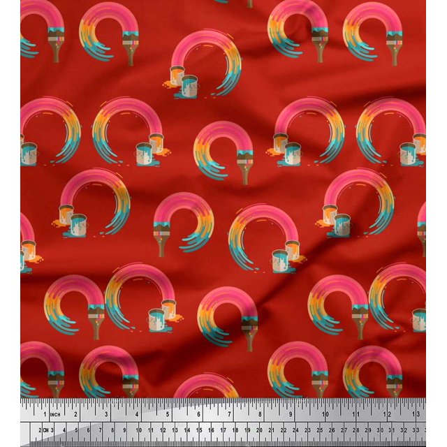 Soimoi Poly Georgette Fabric Swirls & Floral Artistic Fabric Prints By Yard 52 Inch Wide