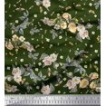 thumbnail image 1 of Soimoi polyester Crepe Fabric Leaves,Moth & Magnolia Floral Print Fabric by Yard 42 Inch Wide, 1 of 3