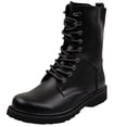 thumbnail image 2 of LSLJS Chaussures en Cuir pour Hommes, Chaussures en Cuir pour Hommes Mode Décontractée Style Britannique Couleur Unie Bout Rond Rétro à Lacets Résistance à l'Abrasion Antidérapantes Chaudes Chevalier Cowboy, 2 of 9