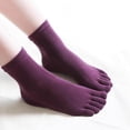 thumbnail image 5 of serony 1Pair Comfy Five Toe Socks Cotton High Crew Sock Athletic Solid Socks Purple, 5 of 5