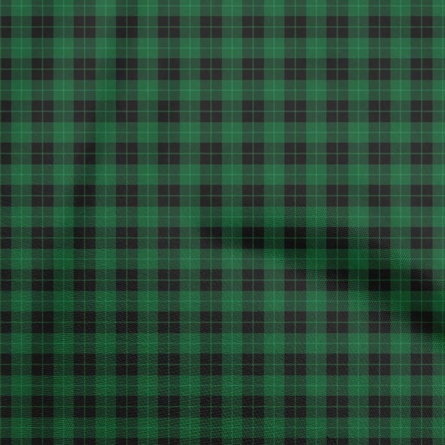 oneOone Rayon Dark Green Fabric Check Fabric For Sewing Printed Craft Fabric By The Yard 56 Inch Wide