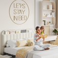 thumbnail image 3 of Eastvita Stylish/Durable Beige Queen Bed Frame Boucle Upholstered with Storage Headboard/2 Drawers/Built - in Bookcase/No Box Spring/Easy Assembly, 3 of 6