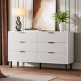 thumbnail image 3 of Bingirl 54.7-Inch Chest of Drawers: White Modern Fluted 6-Drawer Dresser with Metal Legs, Handles and Anti-Tipping Design for Bedroom, Living Room, Hallway, 3 of 6