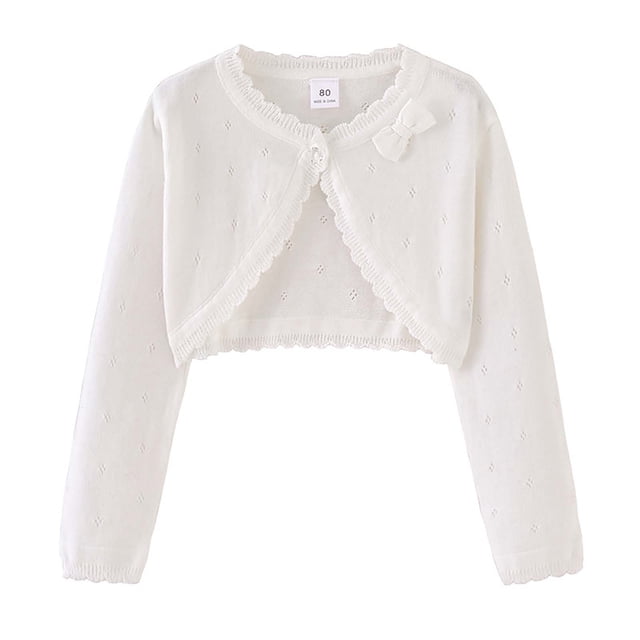 uublik Little Girls Coat Kids Button Closure Sweaters Cropped Jacket Cover Up Tops White, Size 2-9 Years