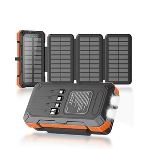 Kepswin Banque d'énergie du chargeur solaire 49800mAh avec 4 Câbles intégrés & 4 Panneaux pliables, chargeur portable rapide PD22.5W, batterie externe avec