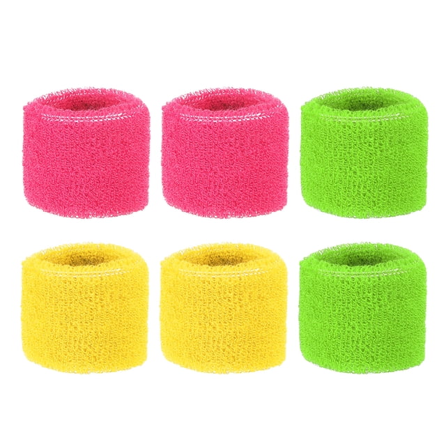 Uxcell Bracelets de Sport 8x5cm en Éponge Absorbante 6 Pack Rose Rouge Vert Jaune