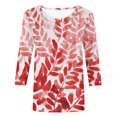 thumbnail image 4 of Jsaierl Automne Manches 3/4 Hauts pour Femmes Décontractés Col Rond Chemises Mode Imprimées T-Shirts Confortables Légers 2024 Blouses pour Dames, 4 of 5