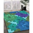 thumbnail image 3 of Ahgly Company Tapis de Zone Lavable en Machine Carré Bleu Transitionnel, 4 Pieds Carré, 3 of 7