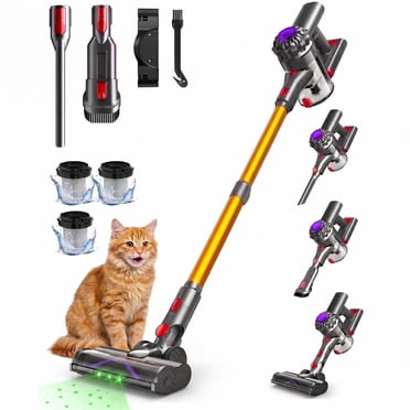 Aspirateur-balai Sans Fil 450 W/40 kPa, Aspirateur Sans Fil Rechargeable 3 en 1, Léger et Vertical pour la Maison, les Poils d'Animaux, la Voiture, les Tapis et le Plancher de Bois Franc