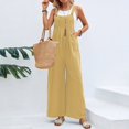 thumbnail image 5 of B91xZ Combinaisons pour Femmes Décontractées Bretelles Réglables Sans Manches Amples avec Poches Tenue 2024, Jaune L, 5 of 5
