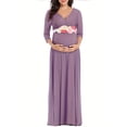 thumbnail image 2 of QJUHUNG [Arrivée Rapide] Superbe Robe Maxi de Maternité à Fleurs - Robes pour Femmes Enceintes avec Encolure en V Froncée, Ceinture Enveloppante et Design Prêt pour Séance Photo - Parfait pour Baby Shower et Prénat, 2 of 7