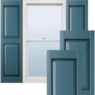 Ekena Millwork Vinyle à Vie LP2S12X05900MB Standard Deux Panneaux Égaux de Vinyle, Volets en Vinyle à Panneau Surélevé, avec Installation de Volet-Lok et Vis Assorties (par Paire), 12 Pouces L x 59 Pouces H, Bleu Minuit