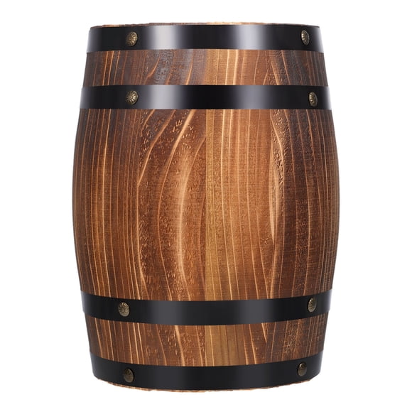 1Set Wooden Barrel Jug Carbonized Brown Retro Style Wine Barrel Decor For Home And Bar 27.0x21.0x21.0in