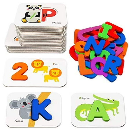 Gojmzo Number and Alphabet Flash Cards for Toddlers 3-5 Years, ABC Montessori Educational Toys Gifts for 3 4 5 year old Preschool Learning Activities