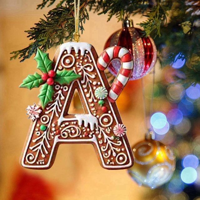 Lisbinx Décorations de Noël Tendance à Faible Coût 26 Lettres Ornements Pendentifs - Décoration Suspendue de Sapin de Noël Personnalisée Bricolage