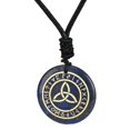 thumbnail image 1 of lionlar Antique Triquetra Pendant Rune Pendant Necklace Smooth Carved Rune Jewelry Black Dark Blue, 1 of 9