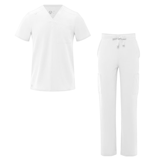 Adar Addition Ensemble de Sarrau pour Hommes - Haut de Sarrau Classique à Col en V et Pantalon de Sarrau Cargo