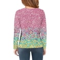 thumbnail image 4 of T-shirts pour Filles Printemps Été Manches Longues Dégradé Paillettes Imprimé Col Rond Chemise Flash Hauts pour Filles Vert Menthe 4-5 Ans, 4 of 4
