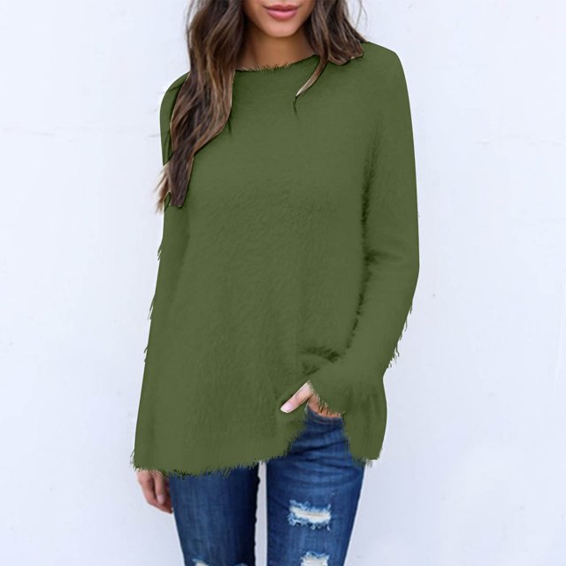 DPTALR Womens Winter Long Sleeve Round Neck Pullover Sweater