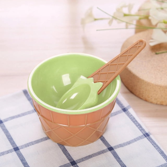 Boovnll Spoons, Candy Color Ice Cream Bowl with Spoon Kids Ice Cream Tool Ice-Cream, Kitchen Gadgets, Plastic Spoons, Spoon