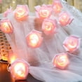 thumbnail image 4 of Pink LED Rose String Lights, 20 Ft 80 LED Floral Vine Lights, Large Romantic Wedding Decor, Battery Powered Party Lighting, Decorative Fairy Light Set, 4 of 6