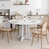 47 Inch Round Dining Table for 4-6 People, Farmhouse Kitchen Table with Thick Engineered Wood Top, Cross Pedestal Base, Space-Saving Dining Table for Kitchen, Dining Room, Breakfast Area,White