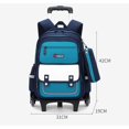 thumbnail image 2 of LECOO Sac d'École à Roulettes - 6 Roues - Nylon Imperméable - Sac à Dos pour Enfants - Bleu, 2 of 4