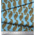 thumbnail image 3 of Soimoi Blue Velvet Fabric Brown Paisley Printed Fabric 1 Yard 58 Inch Wide, 3 of 3
