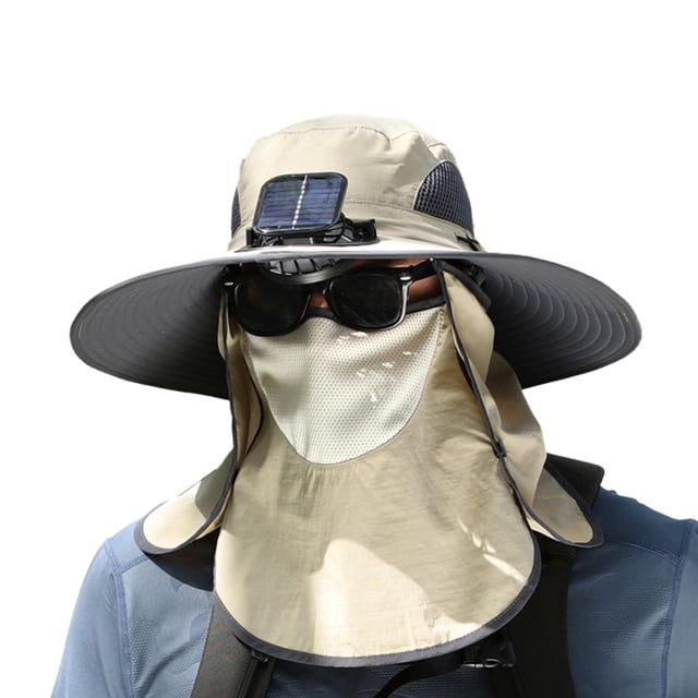 Chapeau de Pêcheur pour Homme, Capuche Rafraîchissante avec Visage de Ventilateur, Chapeau à Protection Complète, Casquette de Protection Solaire B9X2