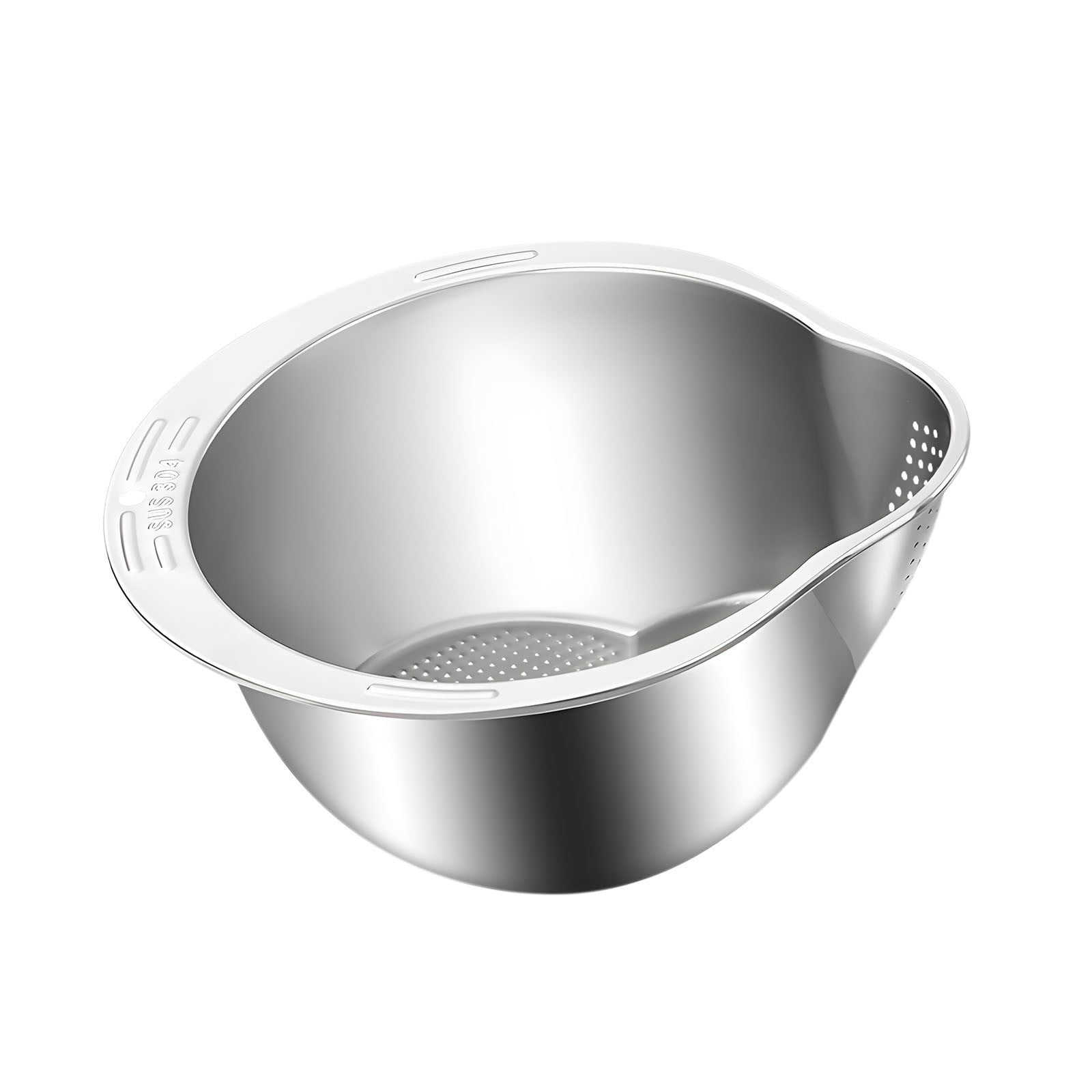 PUREKKI Rice Washer Strainer Bowl - 4-in-1 Washing Bowl For Quinoa Stainless Steel Rinser With Side Drainers Small Colander For Cleaning Vegetables And Beans Versatile