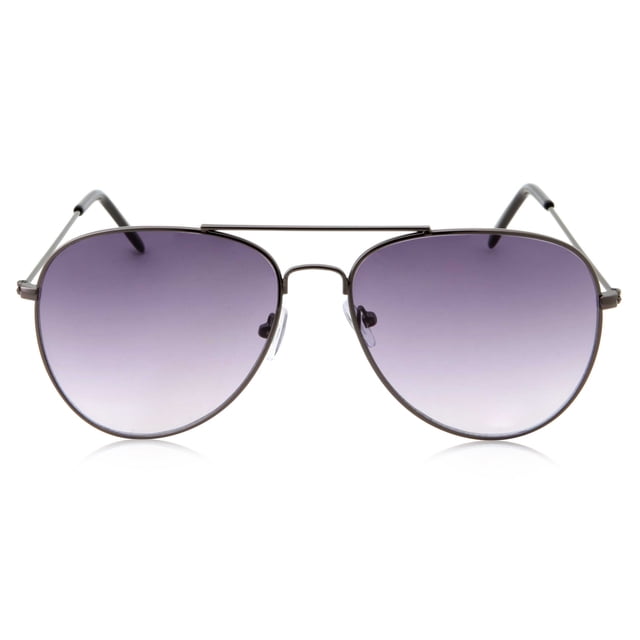 grinderPUNCH Oversized Classic Retro Metal Frame Aviator Adult Sunglasses for men and women in grey. Features a sleek metal frame with a double bridge design and gradient grey lenses. Suitable for casual and outdoor wear.