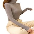 thumbnail image 2 of Ribbed Knit Tops Long Sleeve Turtleneck Sweaters For Women, 2 of 3
