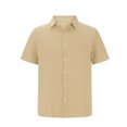 thumbnail image 3 of Chemises pour Hommes, Chemise Habillée Décontractée à Manches Courtes Boutonnée Texturée Hawaïenne Unie, 3 of 5