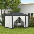 thumbnail image 2 of Outsunny Pavillon Hexagonal Φ13 Pieds pour Fête, Gazebo de Patio, Auvent d'Activité Extérieure et d'Événement, Abri Solaire Rapide, Pavillon avec Paroi Latérale en Moustiquaire et Maille, Gris Foncé, 2 of 10