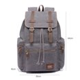 thumbnail image 2 of KAUKKO Vintage Casual Canvas and Leather Rucksack Backpack (Canvas Grey2pc), 2 of 5