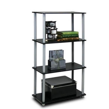 Furinno Turn-N-Tube Étagère de Présentation Polyvalente à 4 Niveaux - Noir et Gris - 43.25 x 23.6 x 11.6 Po