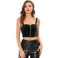 thumbnail image 1 of INSPIRE CHIC Débardeur Court Sans Manches en Velours à Fermeture Éclair pour Femmes Vert TG, 1 of 4