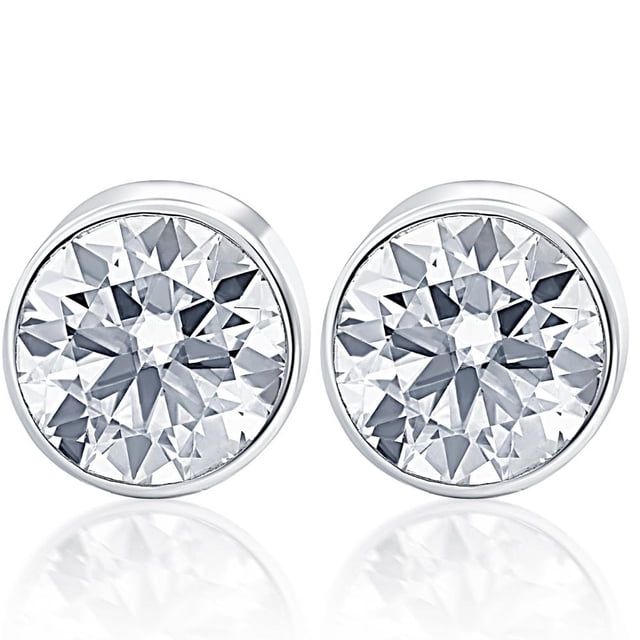 Boucles d'Oreilles Clous Rondes 1.25Ct Diamant Naturel en Or 14K