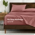 thumbnail image 4 of Bare Home Organic Percale Sheet Set - 300 Thread Count - 100% Organic Cotton - Split King, Dusty Rose, 4 of 7