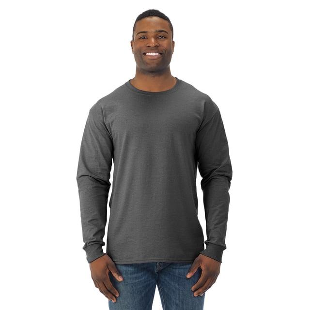Jerzees T-Shirt à Manches Longues pour Hommes DRI-POWER Active, S, Noir Chiné